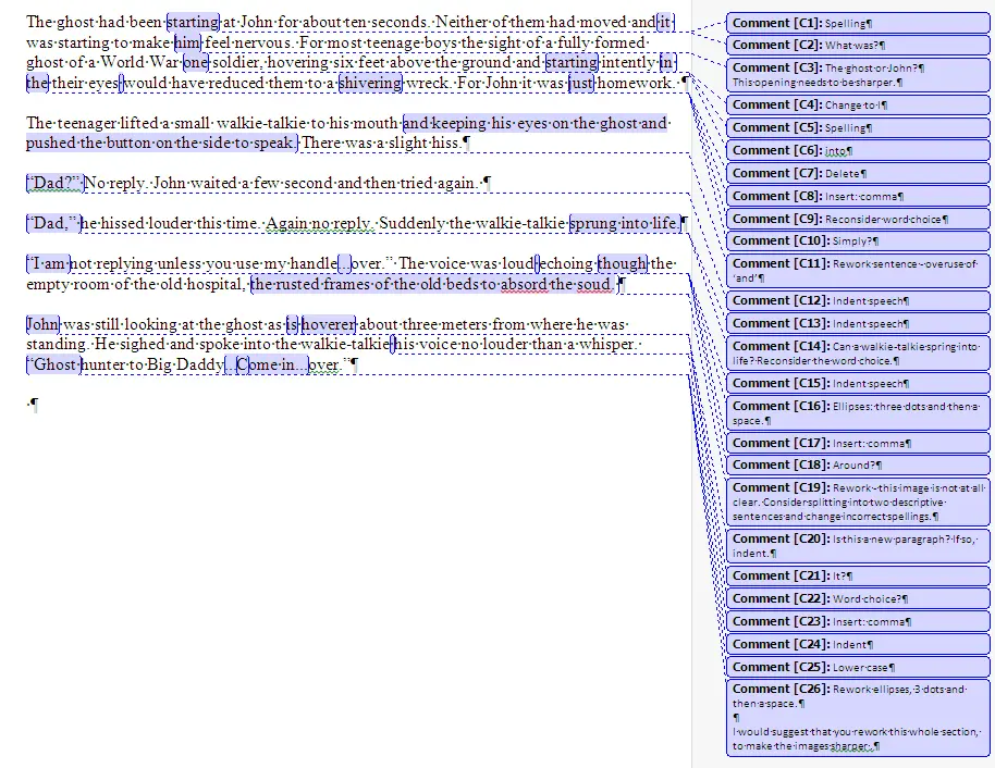 Tracked changes on a document
