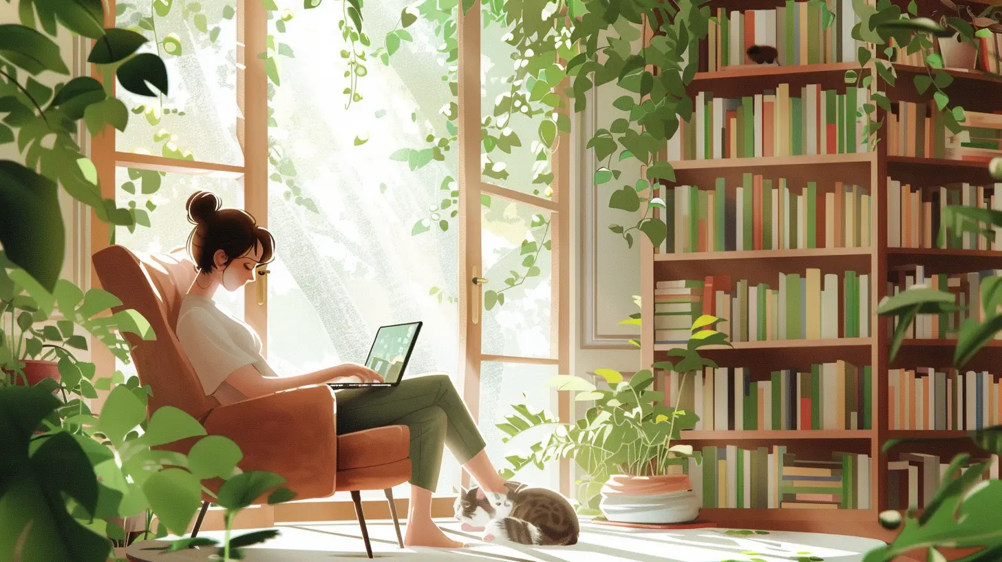 Developmental editor peacefully editing a book