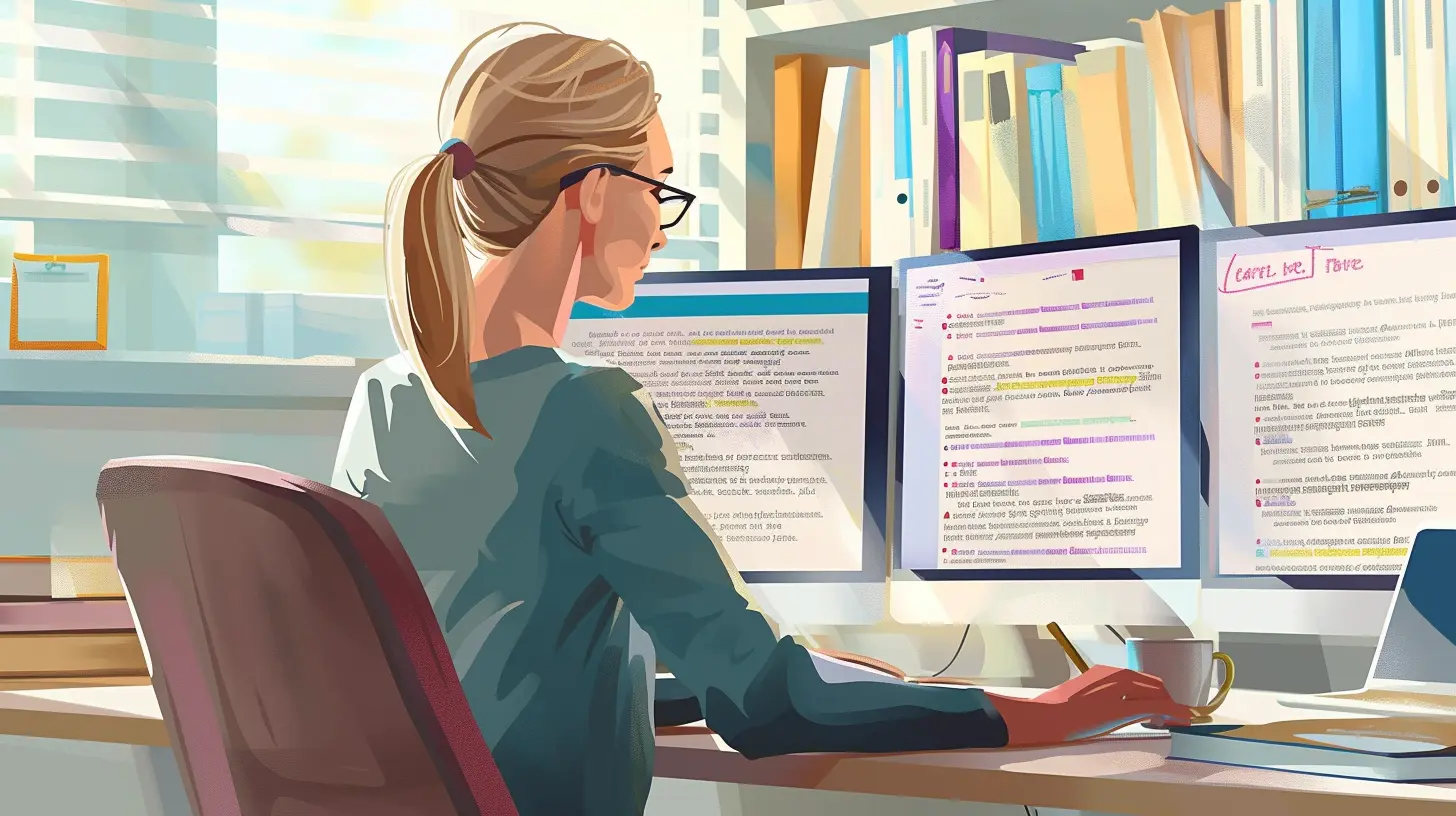 A content editor at work